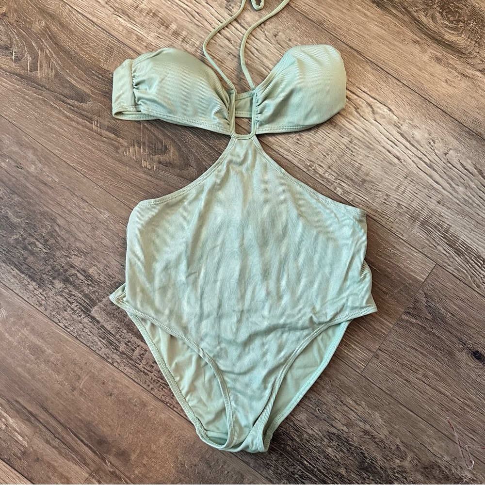 Sage Green Halter One-Piece Swimsuit Primark